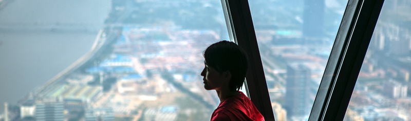 china, hairstyle, cityscape, 2K, contemplation, hair, women, reflection, public, lifestyles, young adult, city, transparent, headshot, glass - material
