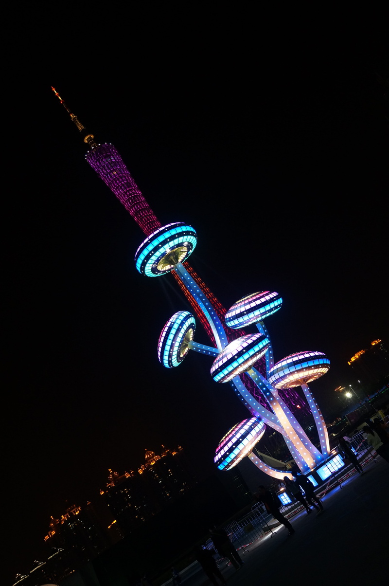 multi colored, nature, amusement park ride, motion, amusement park, ferris wheel, festival of lights, illuminated, neon, canton tower, architecture, arts culture and entertainment
