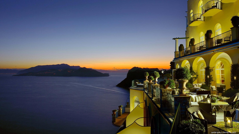 vera, veranda, 1080P, dusk, isle, nature and landscapes, hotel, wonderful, greek, isles
