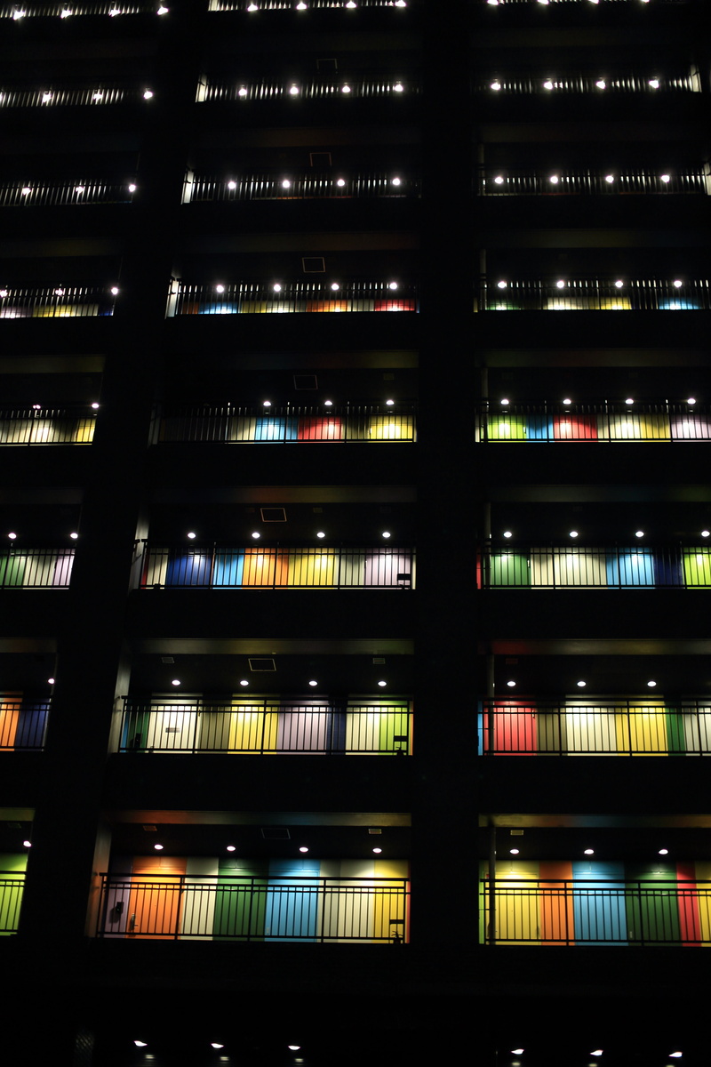 backgrounds, black, light, terrace, structure, illuminated, veranda, concrete, infrastructure, 5K, in a row, apartment, full frame, no people, low angle view