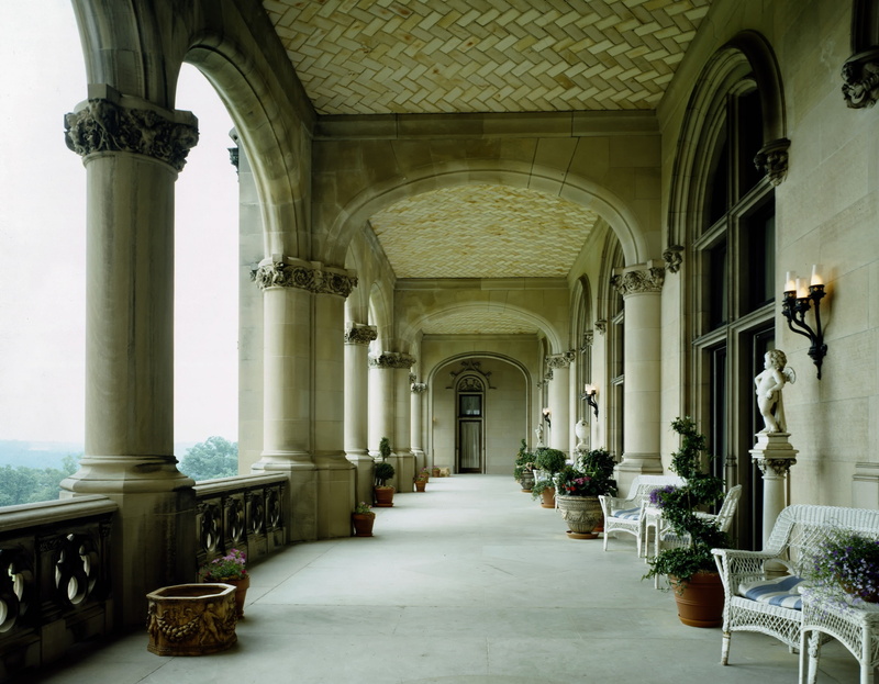 biltmore mansion, arcade, 2K, the way forward, luxurious, landmark, furniture, destinations, benches, columns, the past, north carolina, empty, direction