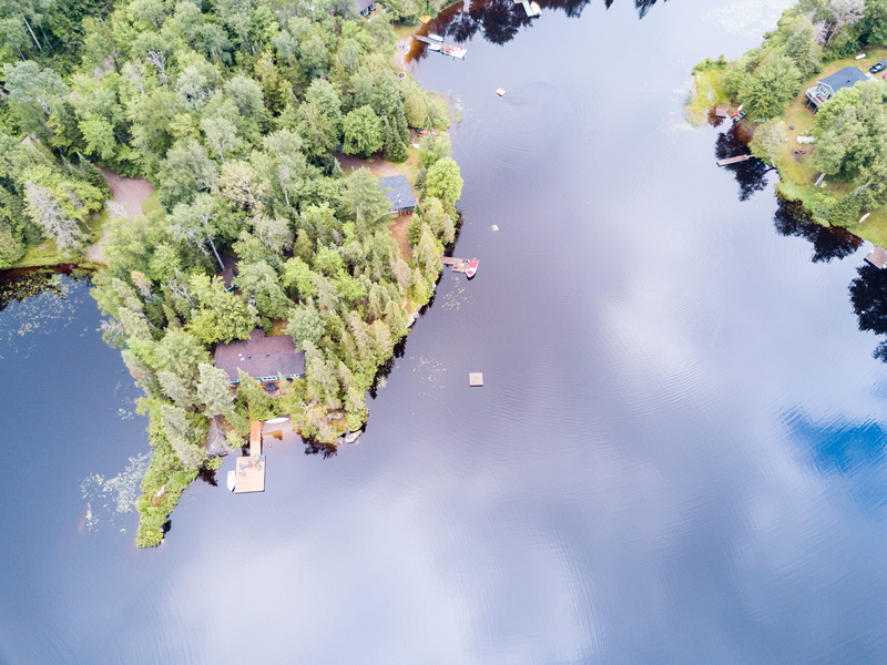 no people, high angle view, plant, drone, nature, tranquility, water, scenics - nature, ocean, birds eye, beauty in nature, muskoka, 4K, lake, aerial