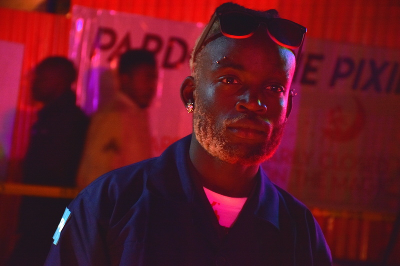 blue, room, casual clothing, outdoorchallenge, nightclub, hip hop, red, nightlife, man, one person, lighted, wearing, shades, model, shirt, recreation