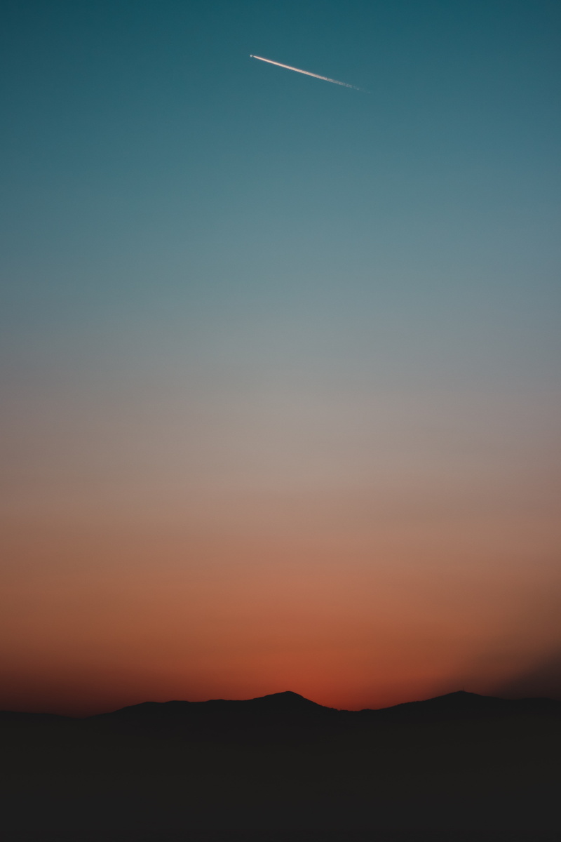 dark, gradient, sunset, mountains, sky, 4K