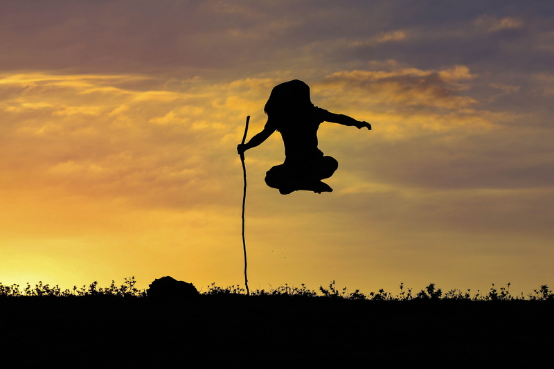 skyporn, colorful, orange, outdoors, lifestyles, scenics - nature, nature, jumping, sky, mid-air, sky colours, beauty in nature, silhouette, clouds, men