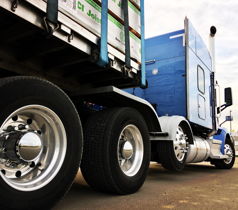stationary, 2K, united states, alloy wheel, motor vehicle, commercial land vehicle, shiny, blue, meridian, semi-truck, flatbed, machine, land vehicle