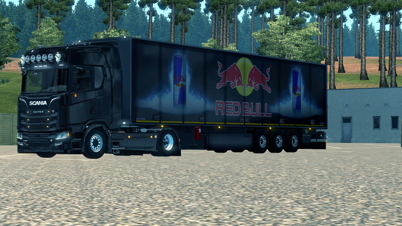 Trailer, NewScania, truck stop, RedBullTrailer, Scania, Game, New, S650, lowdeck, low, 2K, alcoa, EuroTruckSimulator2, EuroTruckSimulator, Euro6, lowered