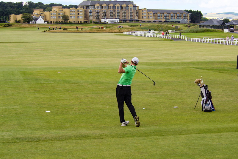 sportsman, green - golf course, men, adult, fairway, taking a shot - sport, playing, st andrews, outdoors, leisure activity, golfers, people, golf course