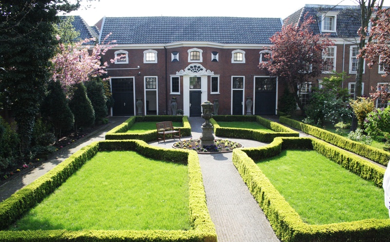 hedges, ornamental garden, green, grass, outdoors, day, lawn, yard, bush, white, home, estate, residence, front or back yard, hedge, flowerbed, building