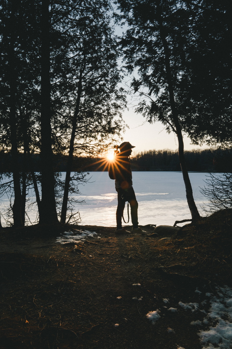 scenics - nature, real people, tree, trees, man, silhouette, glare, background, full length, nature, sky, sunset, forest, hour, land, lens flare, person
