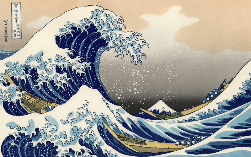 art, hd, bleach, water, artwork, 1080P, anime, hokusai, waves, japanese, x