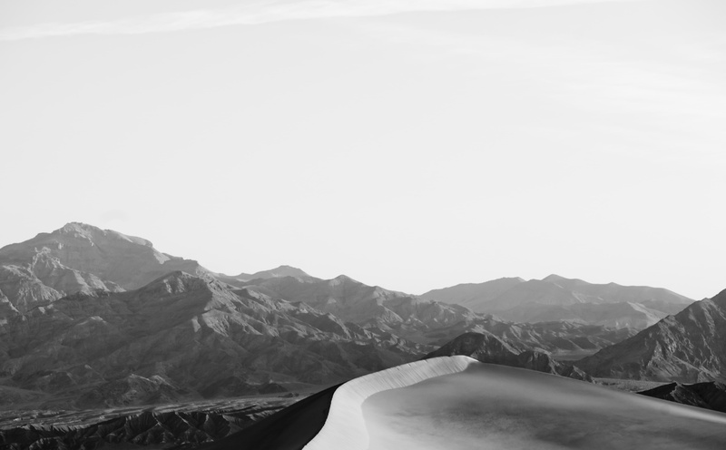 mountain peak, Mesquite Flat Dunes, clear sky, tranquility, black, nature, mountain, cold temperature, outdoors, sand dunes, Sunrise, environment, Mesquite Dunes