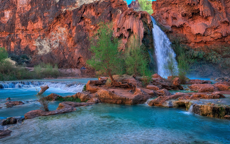 Waterfall, Earth, Waterfalls, 1080P, Arizona, Havasu Falls