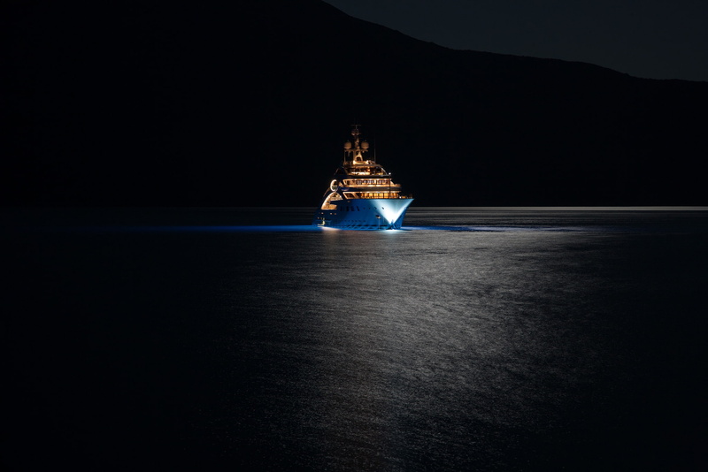 super, 1080P, super yacht, mega yacht, sea, mountains., mega, night, yacht, yacht ACE, lights