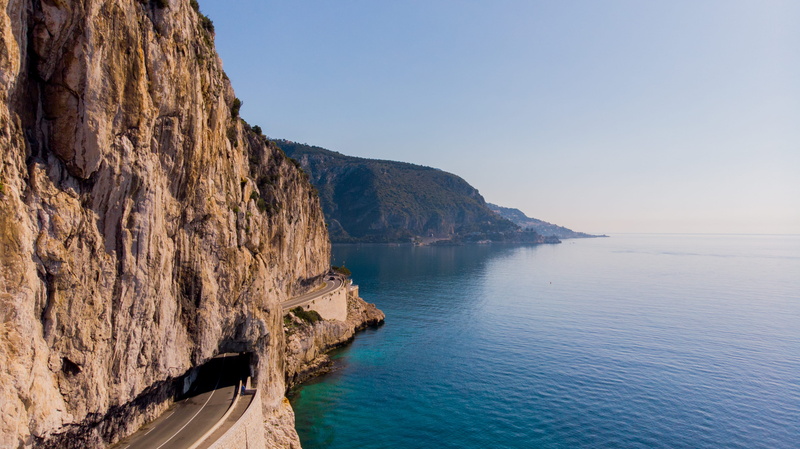 france, sky, beauty in nature, day, tranquil scene, clear sky, tranquility, land, rock - object, wall, eroded, ocean, cliff, water, 4K, outdoors, street