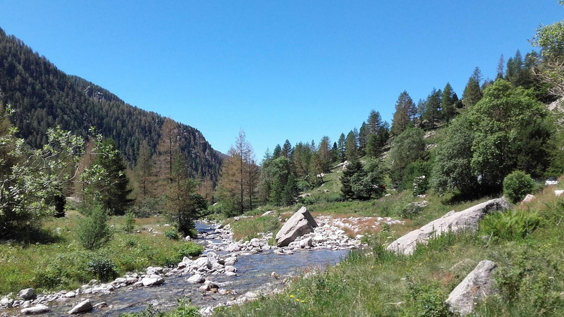 mercantour national park, river, remote, non-urban scene, tranquility, land, flowing water, mountain, national park, scenics - nature, clear sky, beauty in nature