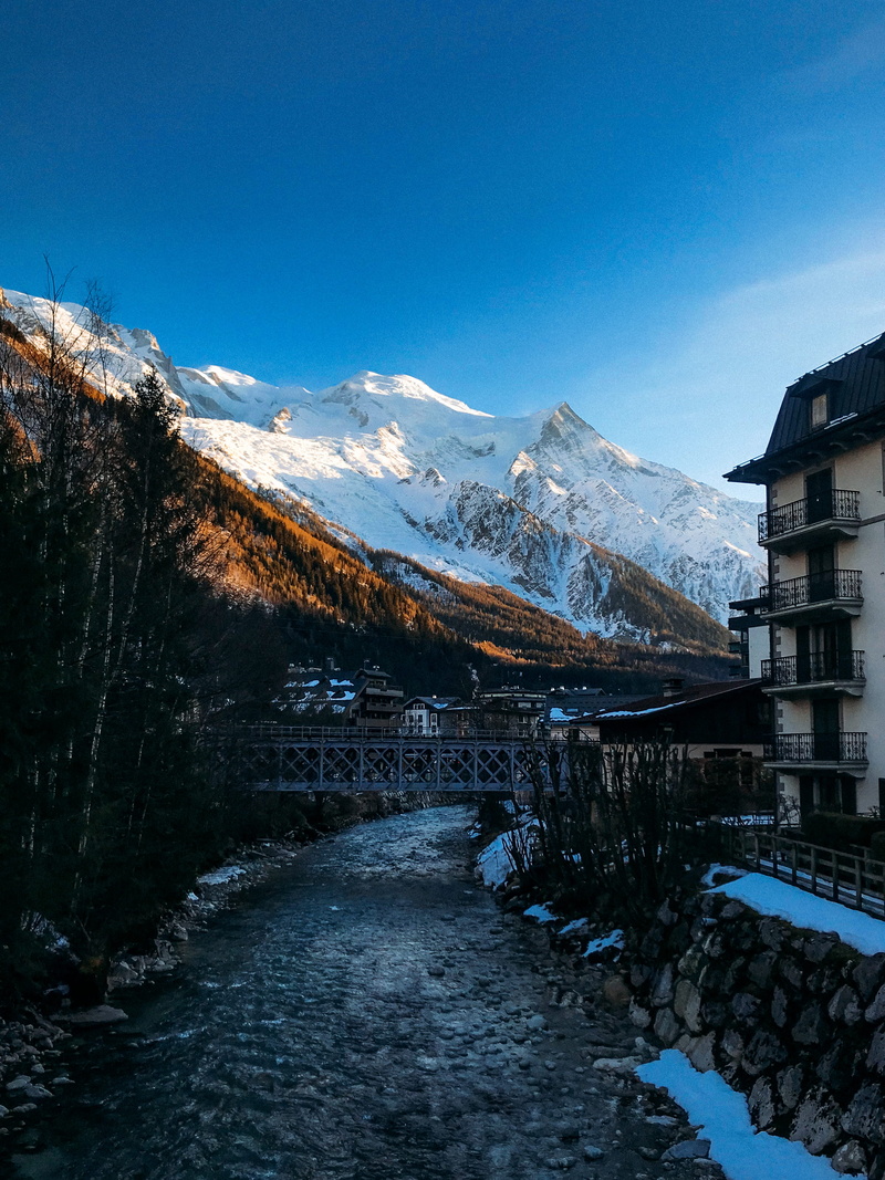 nature, day, tranquility, france, mountain range, beauty in nature, peak, river, fir, snowcapped mountain, scenics - nature, plant, mountain village, cold temperature