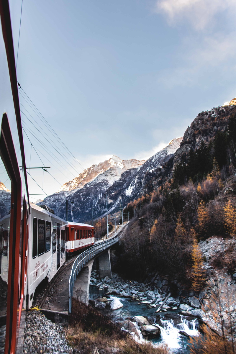 connection, winter, forest, switzerland, scenics - nature, zermatt, transportation, built structure, outdoors, cold temperature, cloud - sky, rail transportation