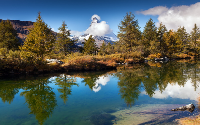 lakes, nature, zermatt, photography, mountains, 4K, switzerland, grindjisee, reflections, water, blue