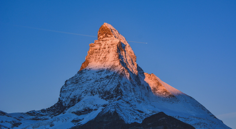 beauty in nature, physical geography, snowcapped mountain, eroded, snow, aurora, color, no people, matterhorn, scenics - nature, zermatt, switzerland, tranquil scene