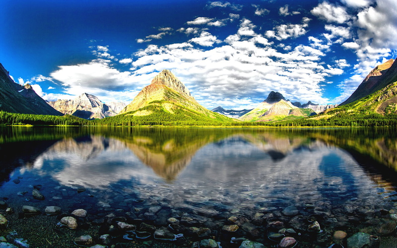  scenics - nature, park, cloud - sky, sky, hd, water, montana, mountain range, blue, nature, mountain peak, tranquil scene, national, snow, tranquility