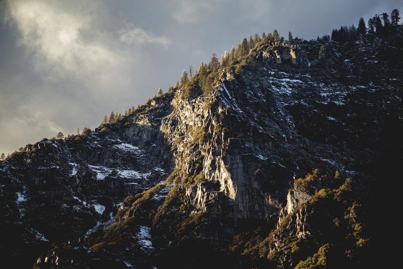 winter, snowcapped mountain, snowy mountain, clouds, rock - object, nature, rock, cold temperature, national, solid, geology, summit, steep, scenery, rocks