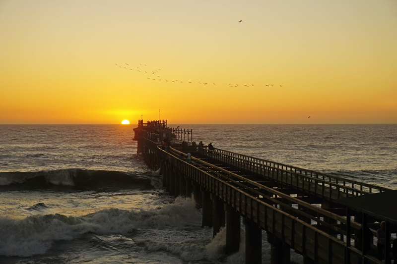 no people, non-urban scene, pier, scenics - nature, tranquil scene, orange color, 5K, sun, sky, africa, tranquility, water, horizon over water, bird, horizon