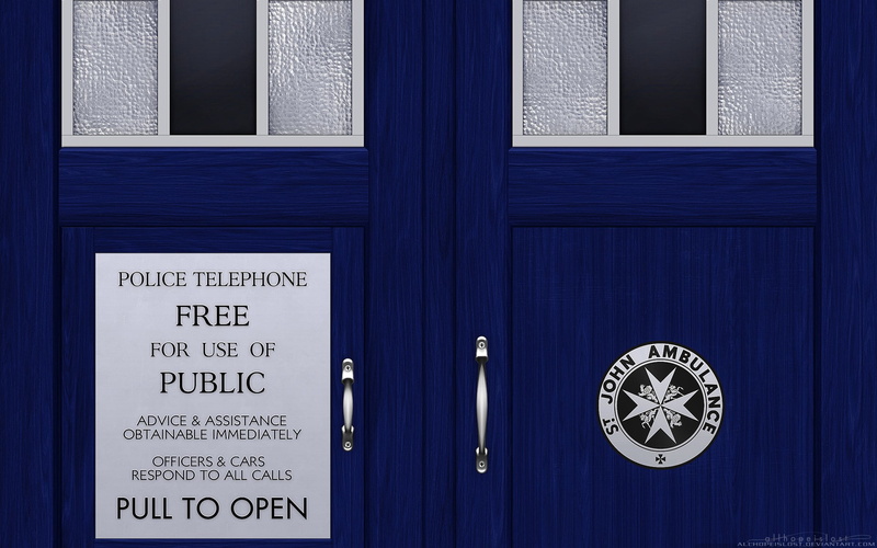 indoors, built structure, day, blue, security, text, architecture, Doctor Who, TARDIS, entrance, sign, communication, wood - material, closed, door, close-up