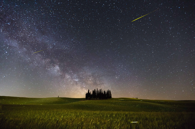 environment, shooting star, nature, milky way, night, star, outdoors, star field, astronomy, stars, landscape, 5K, no people, scenics - nature, space