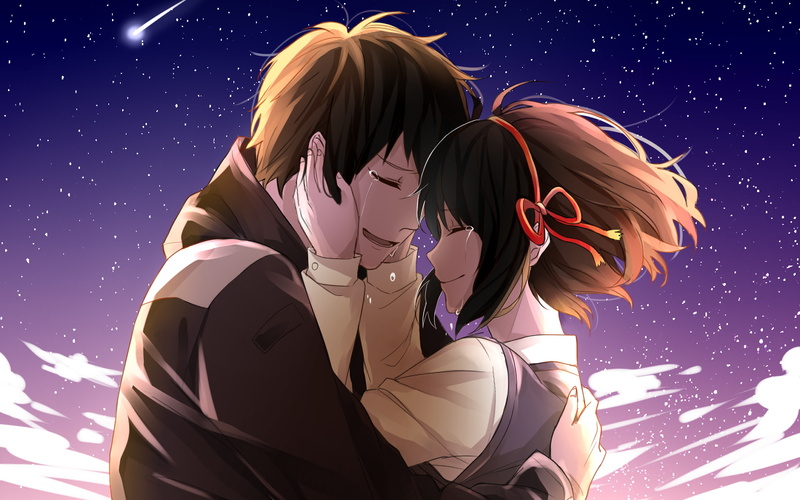 stars, mitsuha miyamizu, taki tachibana, 1080P, romance, couple, your name, tears, Anime