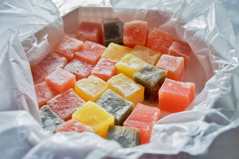 variation, chopped, 1080P, cubes, still life, turkish delight, no people, candies, turkish, large group of objects, cube shape, delicious, orange color