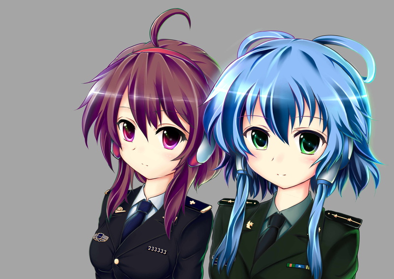 women, men, studio shot, front view, friendship, sibling, Character, headshot, child, togetherness, innocence, girls, Vocaloid, sister, Luo tianyi, Zheyi parket