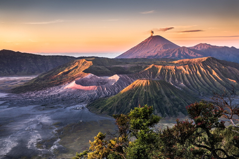 indonesia, volcano, 1080P, landscape, mount, bromo, sunset
