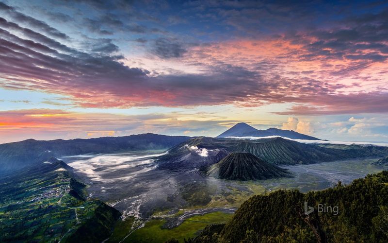 java, volcano, sunset, beauty in nature, outdoors, non-urban scene, land, east, nature, landscape, mount, 1080P, indonesia, no people, physical geography