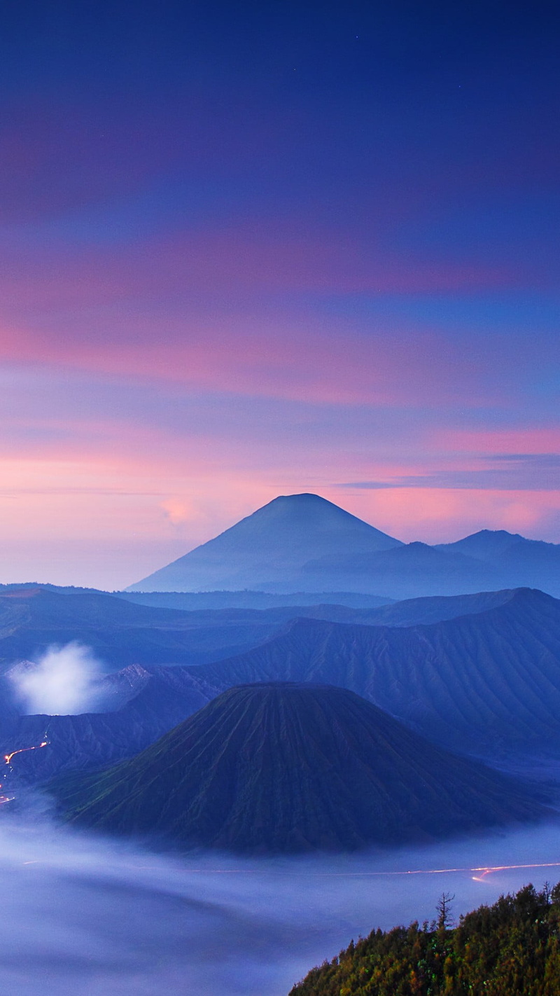 indonesia, digital, tranquility, morning, Scenery, fog, no people, purple, sunset, bromo, mount bromo, environment, Nature, mountain range, travel destinations