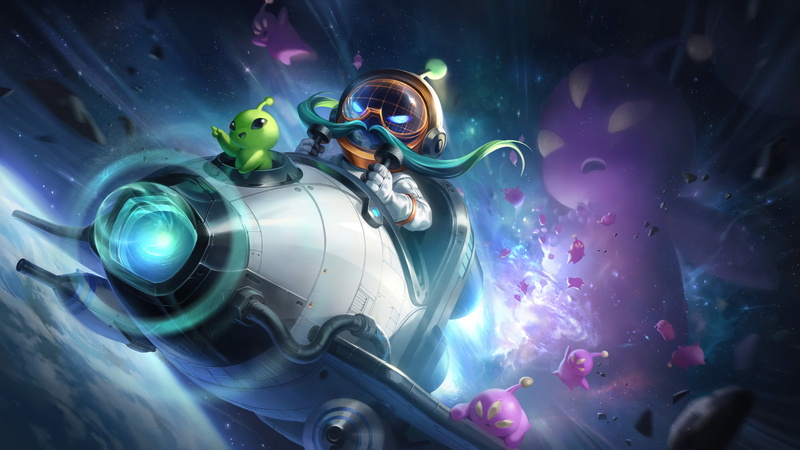digital art, Corki (League of Legends), 8K, 4K, space, ADC, Riot Games, Corki, galaxy, League of Legends, astronaut, Adcarry