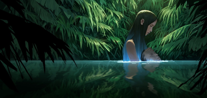 women, plant, side view, child, lifestyles, swimming, pool, lake, Matti Marttinen, couple, reflection, water, drawing, plants, outdoors, one person, 1080P