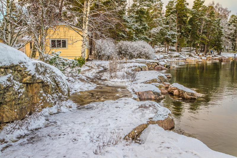 frost, solid, matti bay, rock, ice, landscape, cold temperature, sea, tranquility, nature, day, winter, yellow cottage, flowing water, plant, espoo, cold