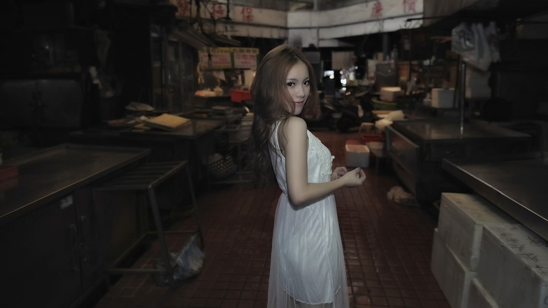 standing, brunette, looking at viewer, nightwear, women, 1080P, Asian