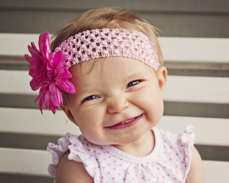 baby, smile, girl, armband, 1080P, child, flower, humor