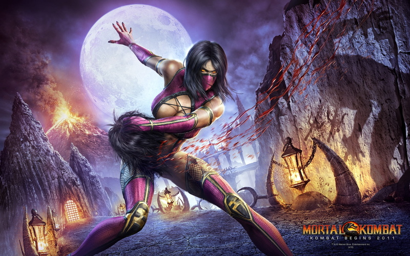 video, mortal, Armband, Castle, 1080P, games, hair, art, Decapitation, Black Hair, mileena, black, Cleavage, eruption, kombat, hd