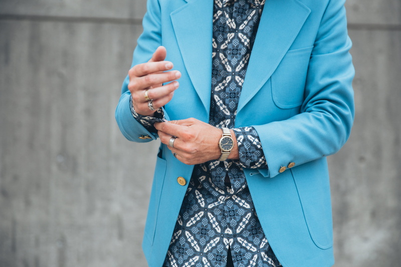 human body part, midsection, cuff, clothing, french, time, standing, hand, wristwatch, men, outdoors, Fashion, adult, holding, photo, front view, Hipster