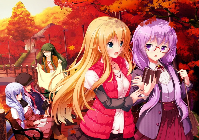 720P, anime fall glasses vocaloid kotonoha akane kotonoha aoi touhoku zunko tsurumaki maki yuzuki yukari