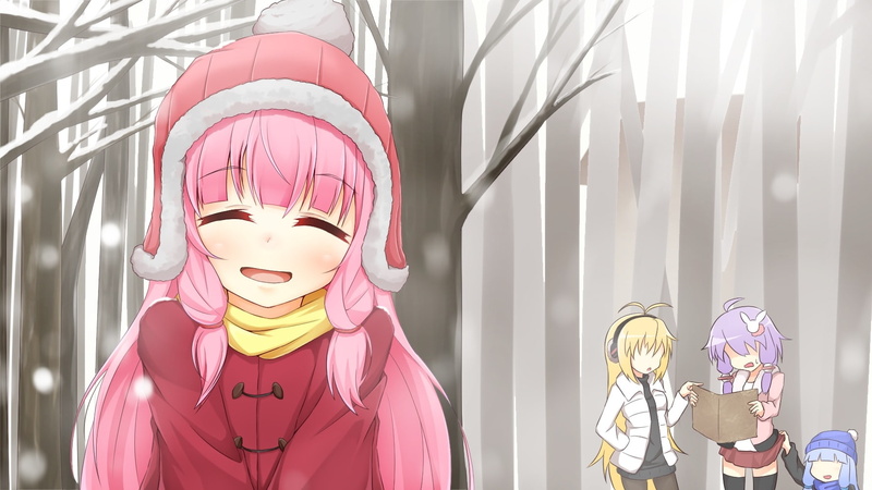 clothing, male likeness, pink color, yuzuki yukari, Anime, vocaloid, kotonoha akane, architecture, store, sculpture, creativity, focus on foreground, female likeness