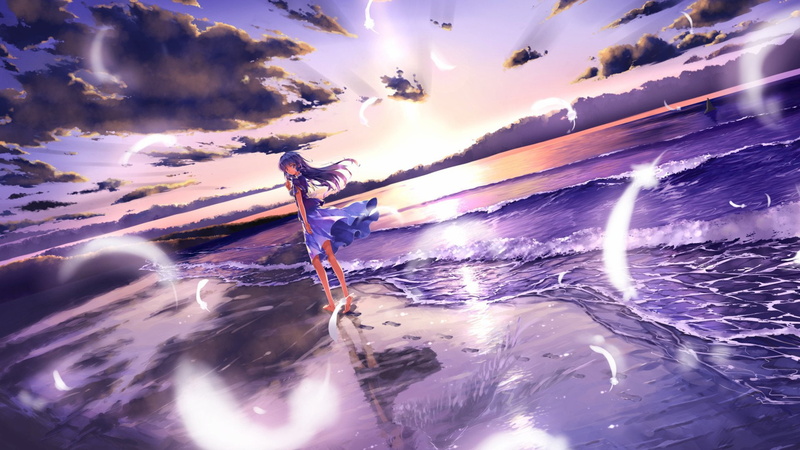 nature, environment, one person, beauty in nature, scenics - nature, outdoors, 1080P, sky, lens flare, Vocaloid, sport, sunset, water, reflection, sunlight