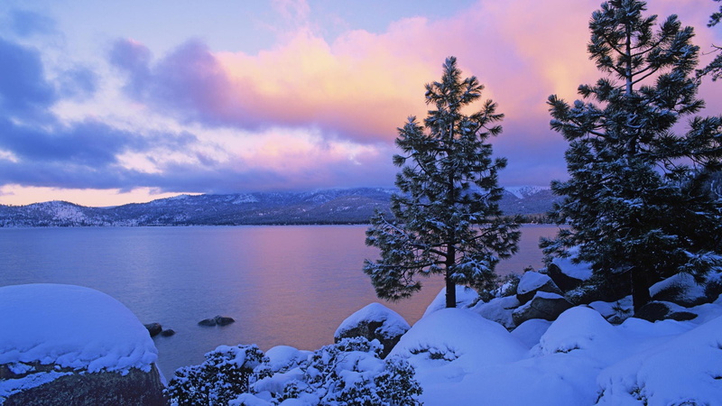lakes, lake, winter, tahoe, colors, 1080P