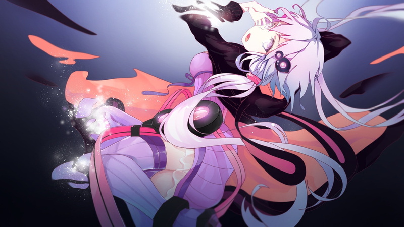 thigh-highs, Yuzuki Yukari, long hair, anime, anime girls, Vocaloid, 1080P, purple hair