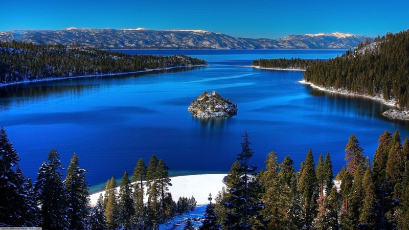 mountains, snow, trees, forest, 1080P, landscapes, sky, winter, emerald, bay, woods