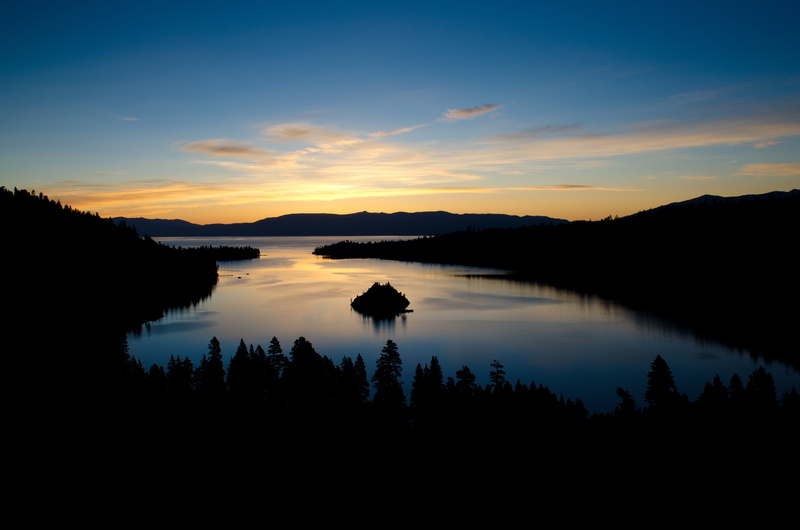 lake Tahoe, morning, emerald bay, california, 4K, sunrise, mountains, USA, dawn, forest