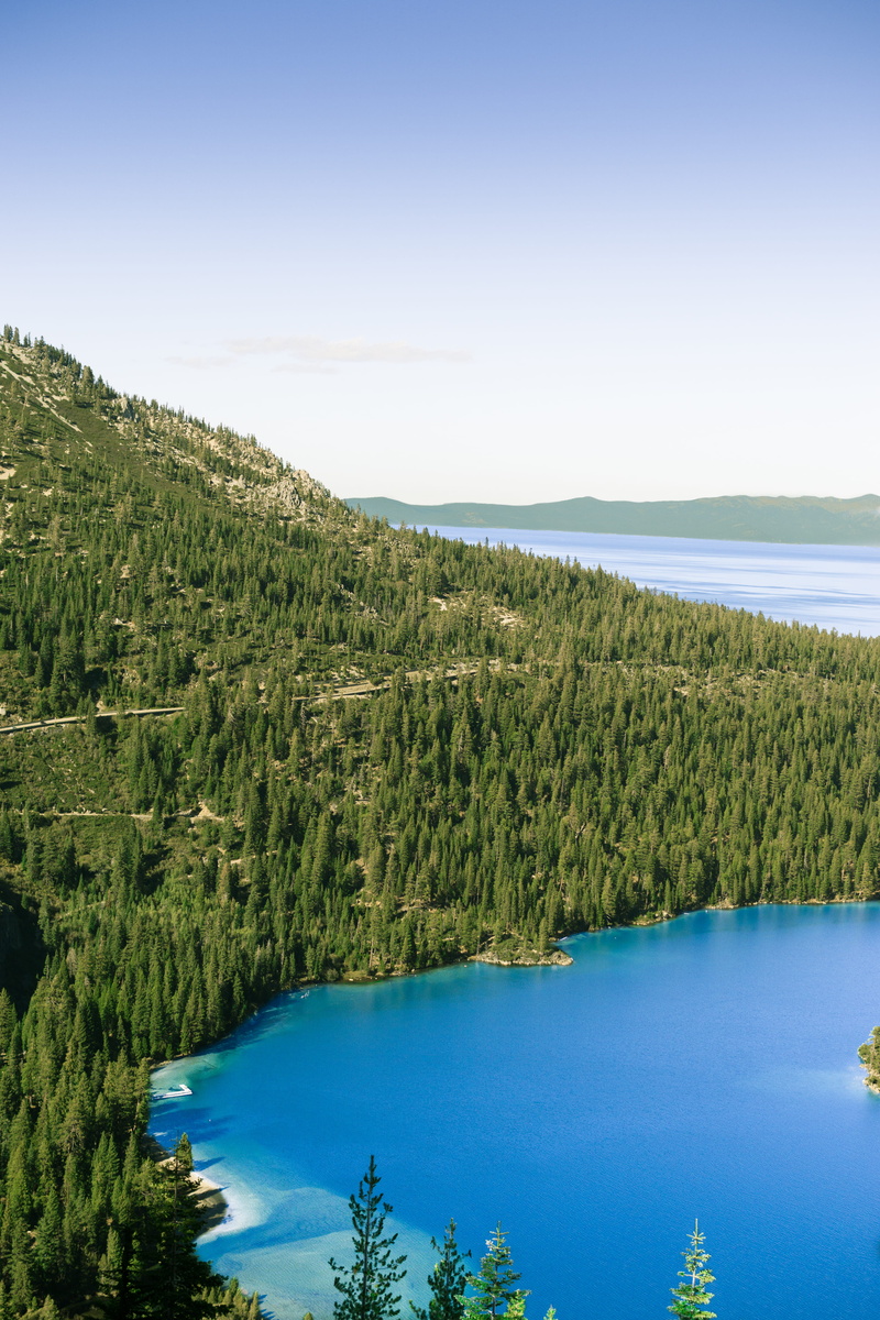beauty in nature, remote, water, idyllic, sky, waterfront, blue, outdoors, swimming pool, forest, green, turquoise colored, day, united states, california